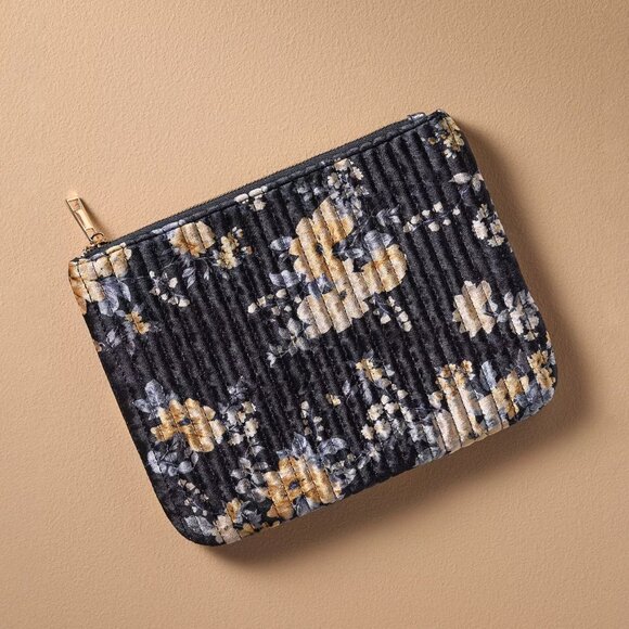 Anthropologie Quilted Velvet Flat Pouch - Picture 1 of 3